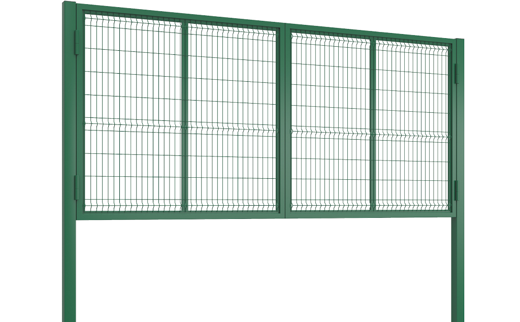 Распашные ворота с сеткой на Т-профиле. Петли для суперточного монтажа конструкции.jpg